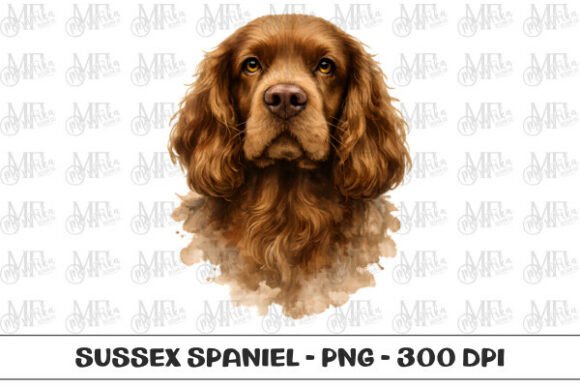 Download Sussex Spaniel Watercolor Portrait PNG - Spaniel Collection